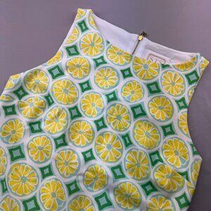 SAIL TO SABLE Small Sleeveless Shift Dress Lemon Print Summer Classy MSRP$218